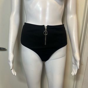 MOTEL high waisted ribbed swim bottoms with o ring zipper